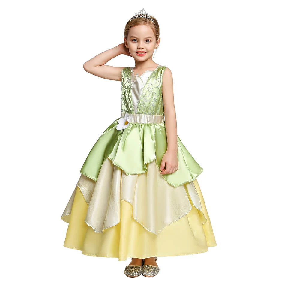 Princess Tiana Dress Role Playing Dresses Halloween Costume 4 Princess Tiana Dress Role Playing Dresses Halloween Costume - Image 4