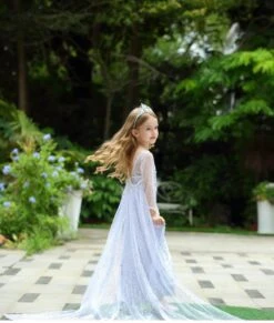 Snow Queen Princess Costume Girls Sequins Dress With Shining Long Cape Cosplay Clothes -Children Toys Sale FrozenElsaPrincessDress 9