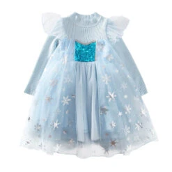 Little Girls Winter Princess Dress Elsa Snowflake Fluffy Sweater Dresses 1-10 Years -Children Toys Sale FrozenPrincessDress 1