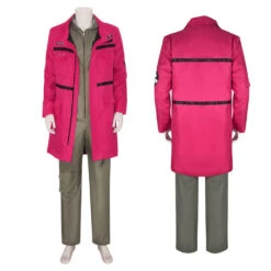 Adult Ghost Hunter Uniform Hot Pink Outer Coat And Khaki Jumpsuit Set Halloween Costume