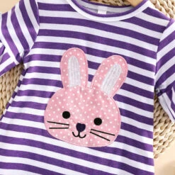 Toddler Easter Bunny Striped Dress Bell Mouth Knee-Length Easter Outfit -Children Toys Sale Girls Easter Bunny costume 5