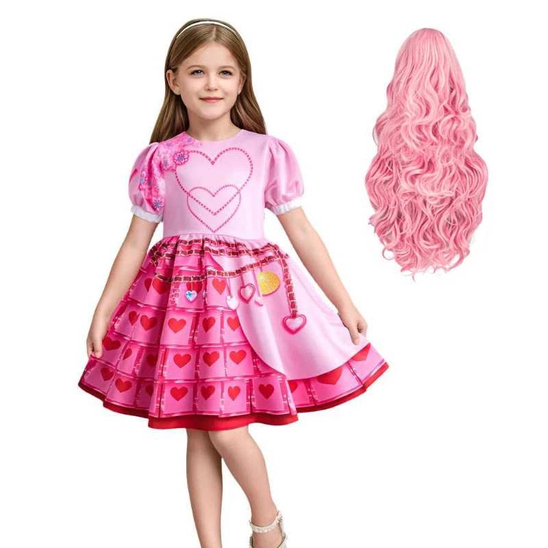 Queen Of Hearts Costume Girls Adults Princess Bridget Pink Dress And Wig For Halloween Carnival 2 Queen Of Hearts Costume Girls Adults Princess Bridget Pink Dress And Wig For Halloween Carnival - Image 2