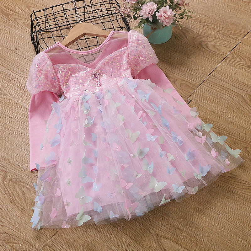 Girls Light Up Dress LED Long Sleeve Princess Party Dress With Fairy Wings And Tulle Bow Veil 8 Girls Light Up Dress LED Long Sleeve Princess Party Dress With Fairy Wings And Tulle Bow Veil - Image 8