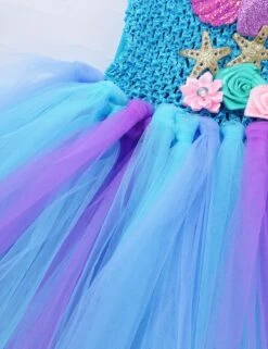 Kids Mermaid Tutu Dress Handmade Princess Ariel Beach Vacation Dress With 3D Flower And Hair Hoop 16 Kids Mermaid Tutu Dress Handmade Princess Ariel Beach Vacation Dress With 3D Flower And Hair Hoop -Children Toys Sale GirlsMermaiddress 9
