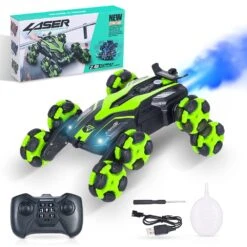 2.4G Eight-wheel Stunt Car 4WD Remote Control Car Spray Drift Climbing Car -Children Toys Sale Green 01
