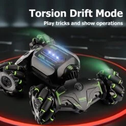 2.4G RC Stunt Car 360° Rotation Twisting Car 4WD Climbing Stunt Car For Kids -Children Toys Sale Green1control 06