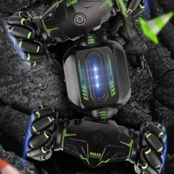 2.4G RC Stunt Car 360° Rotation Twisting Car 4WD Climbing Stunt Car For Kids -Children Toys Sale Green1control 08