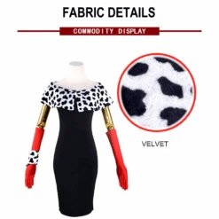 Halloween Cosplay Dress With Cape And Gloves Full Set -Children Toys Sale Halloween Cruella Costume 8