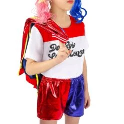 Kids Harley Costume Jacket Shirt Shorts Task Force X Cosplay Outfit Set For Halloween Carnival -Children Toys Sale Harley Quinn COSTUME 4