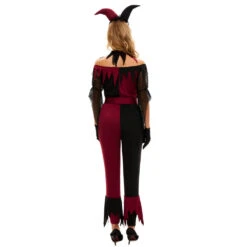 Adult Harley Cosutme Super Villain Outfit Red And Black Jumpsuit W/ Accessories For Halloween -Children Toys Sale Harley quinn costume joker outfit