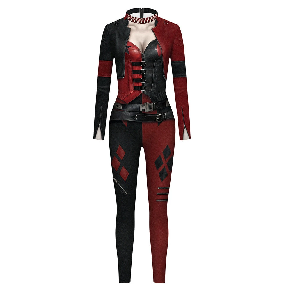 Harley Costume Women Harley Joker Jumpsuit Girls Sexy Halloween Cosplay Outfit 2 Harley Costume Women Harley Joker Jumpsuit Girls Sexy Halloween Cosplay Outfit - Image 2