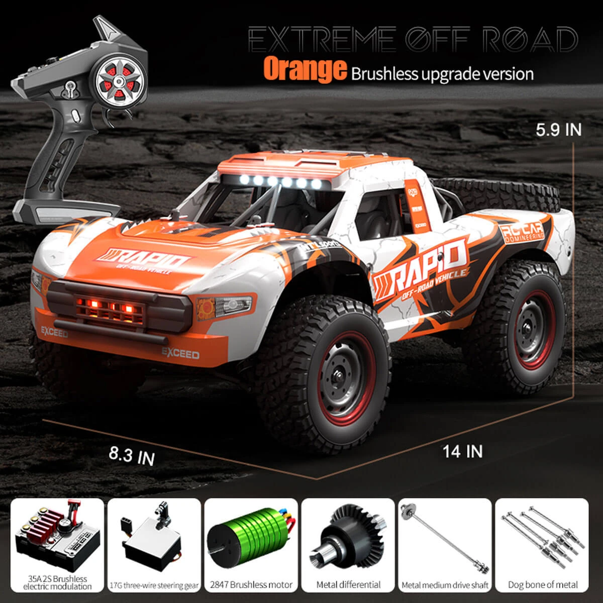 High Speed RC Car 70+KMH Brushless/ Brushed Remote Control Monster Truck Hobby Grade Racing Buggy 10 High Speed RC Car 70+KMH Brushless/ Brushed Remote Control Monster Truck Hobby Grade Racing Buggy - Image 10