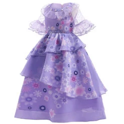 Girl Isabela Dress Chiffon Soft Flower Princess Madrigal Dress With Garland -Children Toys Sale Isabela Madrigal Dress with Garland 3