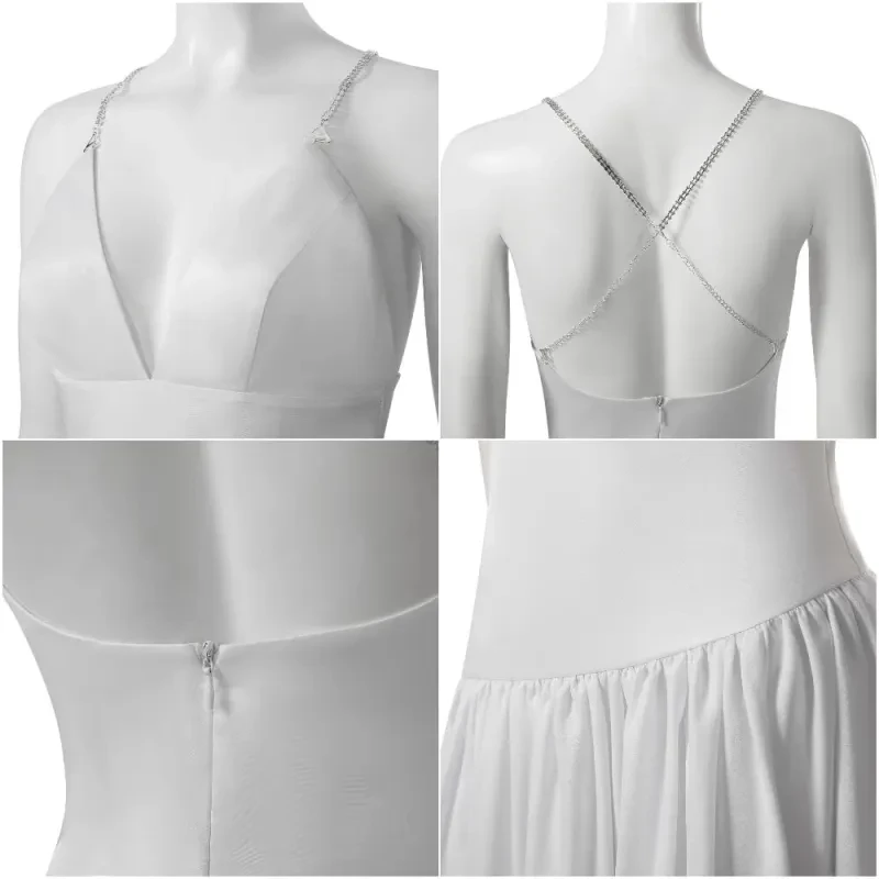 Women Joker 2 Harley Costume White Lady Quinn Dress Halloween Cosplay Outfit 5 Women Joker 2 Harley Costume White Lady Quinn Dress Halloween Cosplay Outfit - Image 5