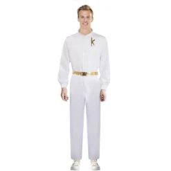 Ken Dancing Halloween Costume White Disco Jumpsuit Ryan Gosling Cosplay Outfit