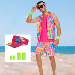 Couple Rollerblade Costume Women Men Skating Outfits 7PCS Full Set Party Matching Costumes -Children Toys Sale Ken Rollerblade Costume From Barbie Movie 6