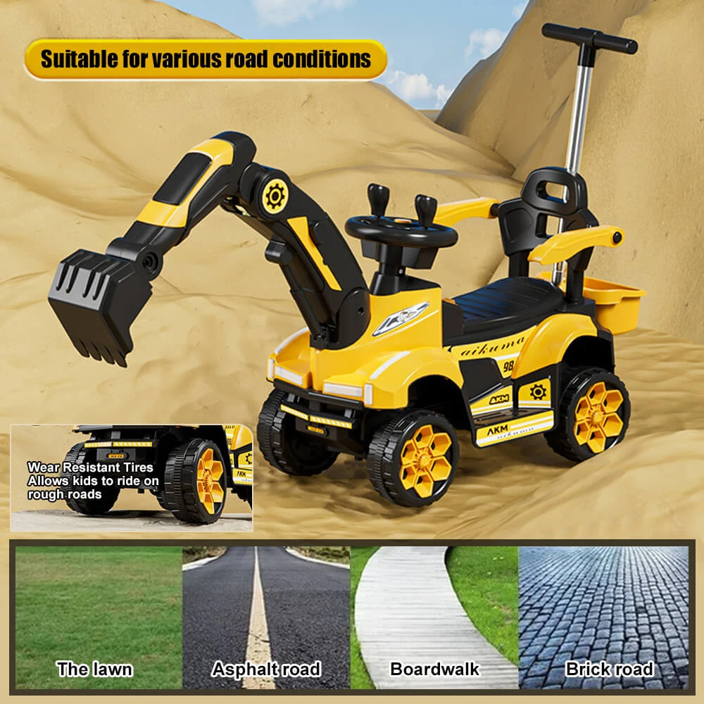 6V Kids Electric Excavator Ride-On Car Toys With Removable Push Handle & Light Music For Girls & Boys 5 6V Kids Electric Excavator Ride-On Car Toys With Removable Push Handle & Light Music For Girls & Boys - Image 5