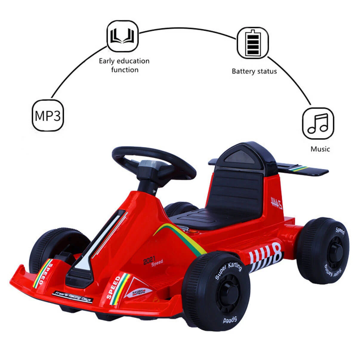 Kids Electric Go Kart With Remote 12V Battery Powered Drift Car Ride On Cars With Music & Light For Boys Girls 9 Kids Electric Go Kart With Remote 12V Battery Powered Drift Car Ride On Cars With Music & Light For Boys Girls - Image 9