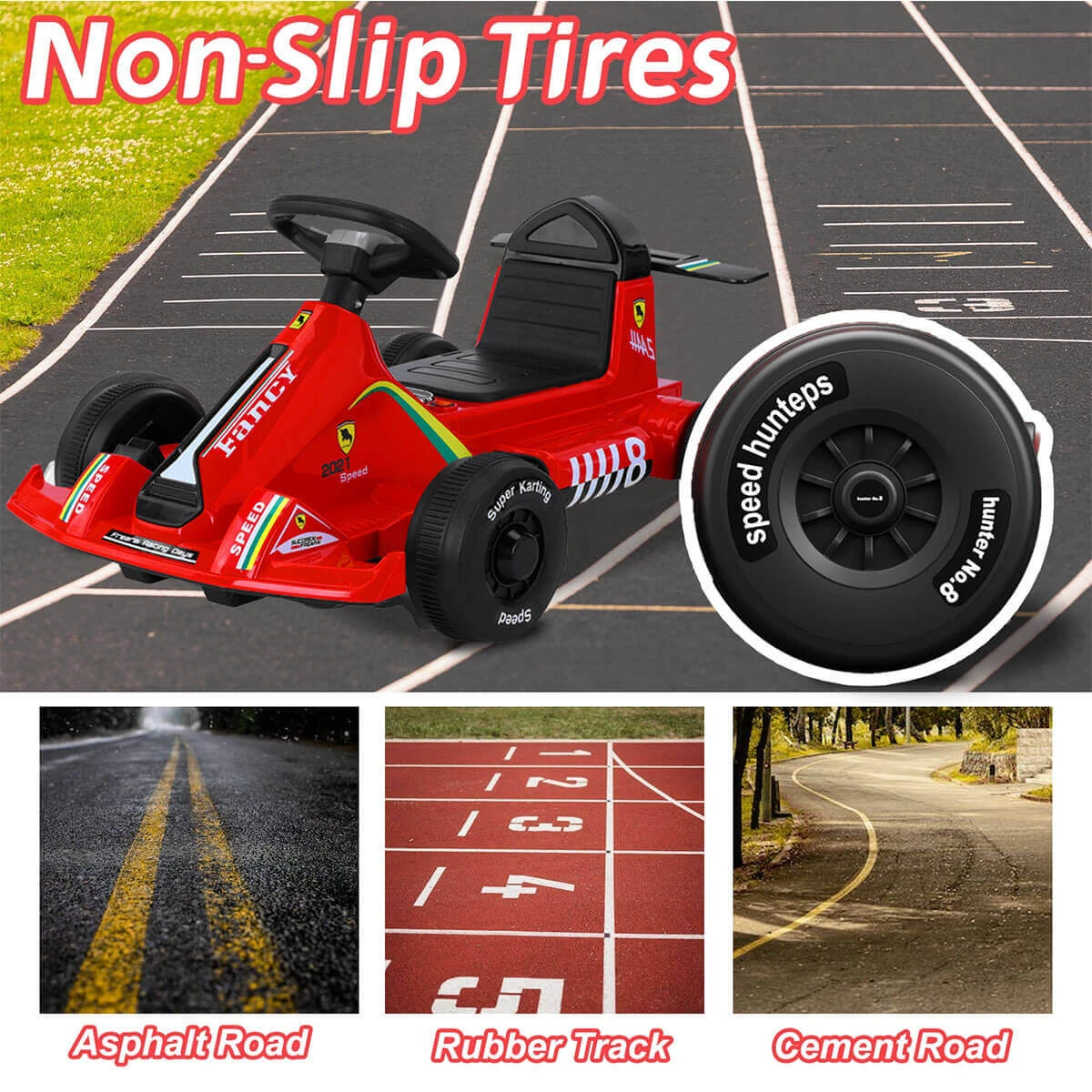 Kids Electric Go Kart With Remote 12V Battery Powered Drift Car Ride On Cars With Music & Light For Boys Girls 5 Kids Electric Go Kart With Remote 12V Battery Powered Drift Car Ride On Cars With Music & Light For Boys Girls - Image 5