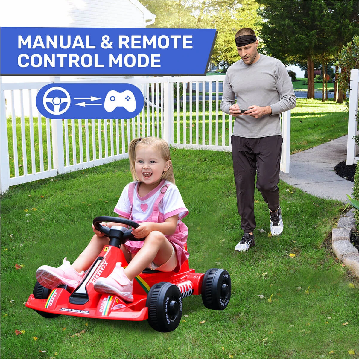 Kids Electric Go Kart With Remote 12V Battery Powered Drift Car Ride On Cars With Music & Light For Boys Girls 4 Kids Electric Go Kart With Remote 12V Battery Powered Drift Car Ride On Cars With Music & Light For Boys Girls - Image 4