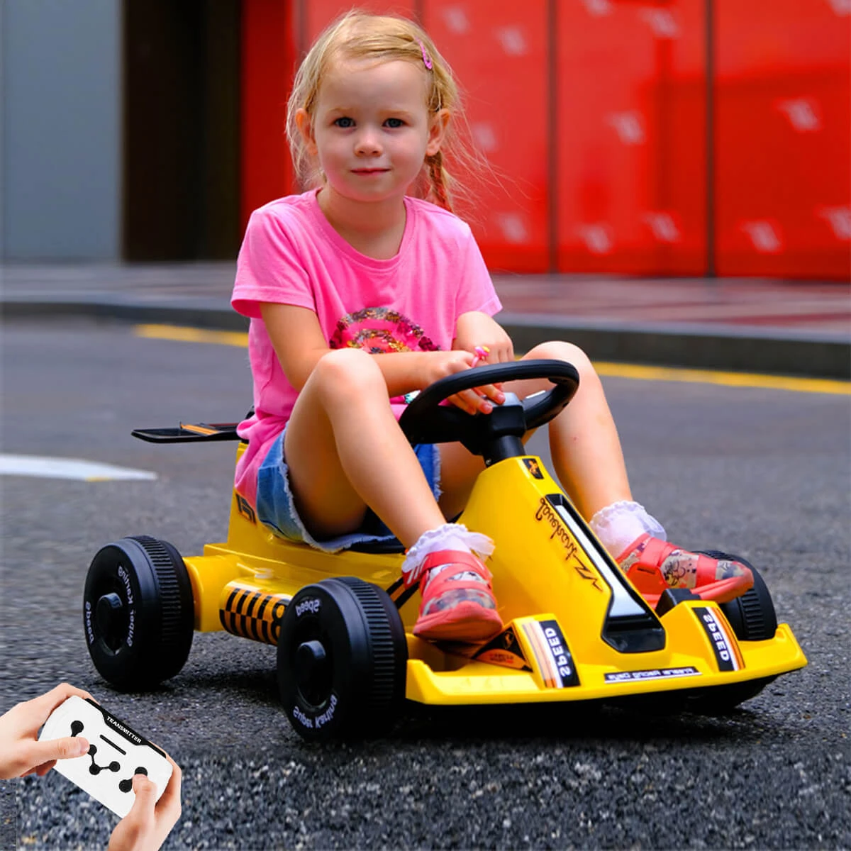 Kids Electric Go Kart With Remote 12V Battery Powered Drift Car Ride On Cars With Music & Light For Boys Girls 3 Kids Electric Go Kart With Remote 12V Battery Powered Drift Car Ride On Cars With Music & Light For Boys Girls - Image 3