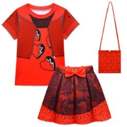 Kids Princess Red Costume T-shirt Shirts And Bag The Rise Of RED Halloween Cosplay Outfit 17 Kids Princess Red Costume T-shirt Shirts And Bag The Rise Of RED Halloween Cosplay Outfit -Children Toys Sale Kids Princess Red Costume T shirt Skirt Bag 4