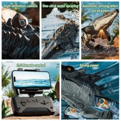 Kids RC Boat 2.4G Remote Control Mosasaur Waterproof Electric Summer Water Toy -Children Toys Sale Kids RC Boat Remote Control Mosasaur 12