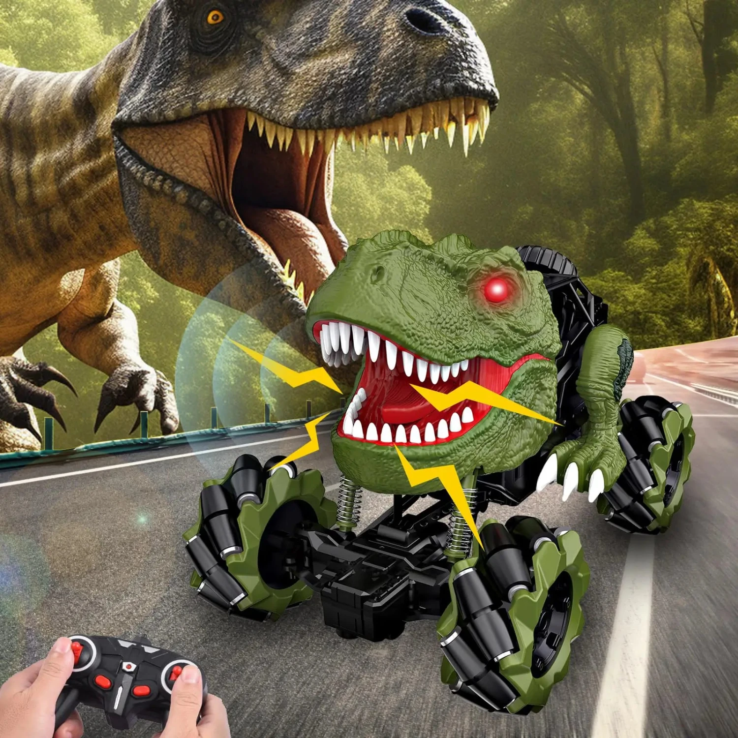 Remote Control Dinosaur Car Rechargeable T-Rex RC Car 360° Stunt Car With Music And Lights 8 Remote Control Dinosaur Car Rechargeable T-Rex RC Car 360° Stunt Car With Music And Lights - Image 8
