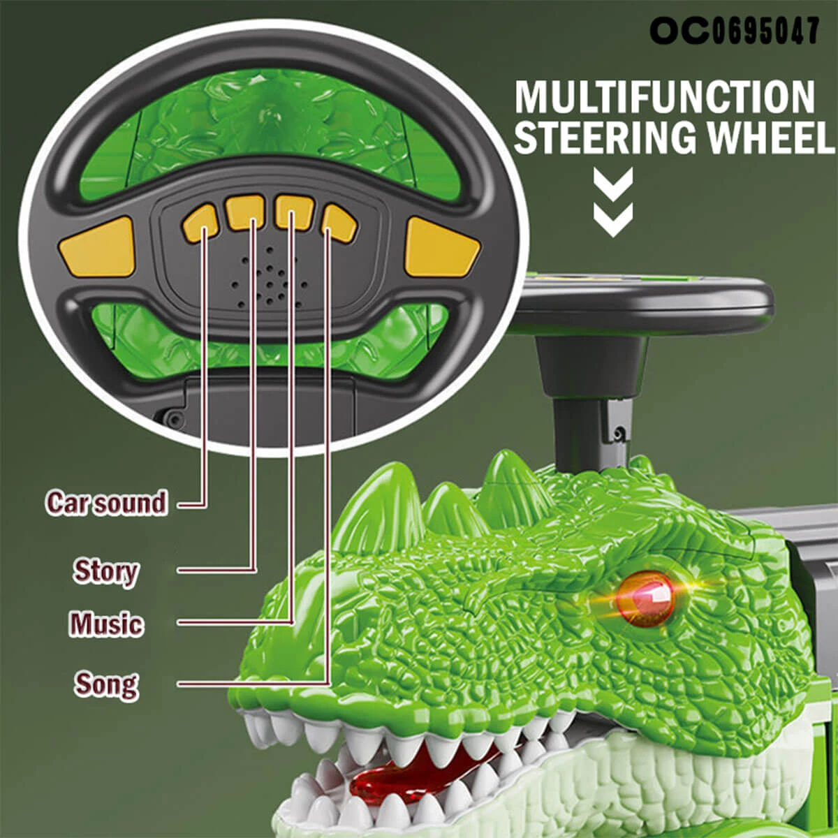 Kids Ride On Dinosaur Car Transformable Parking Lot With Music Story For Girls & Boys 8 Kids Ride On Dinosaur Car Transformable Parking Lot With Music Story For Girls & Boys - Image 8