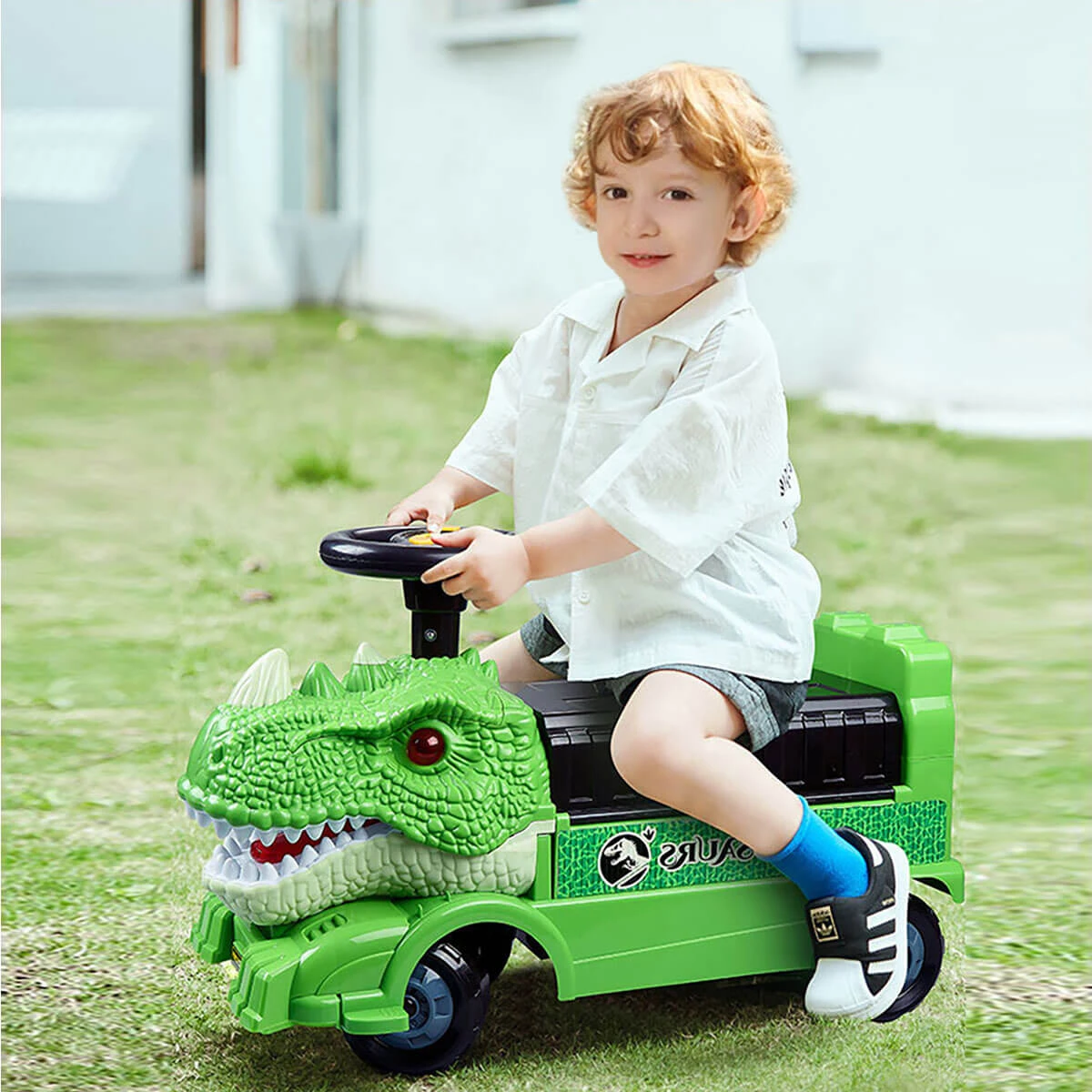 Kids Ride On Dinosaur Car Transformable Parking Lot With Music Story For Girls & Boys 1 Kids Ride On Dinosaur Car Transformable Parking Lot With Music Story For Girls & Boys