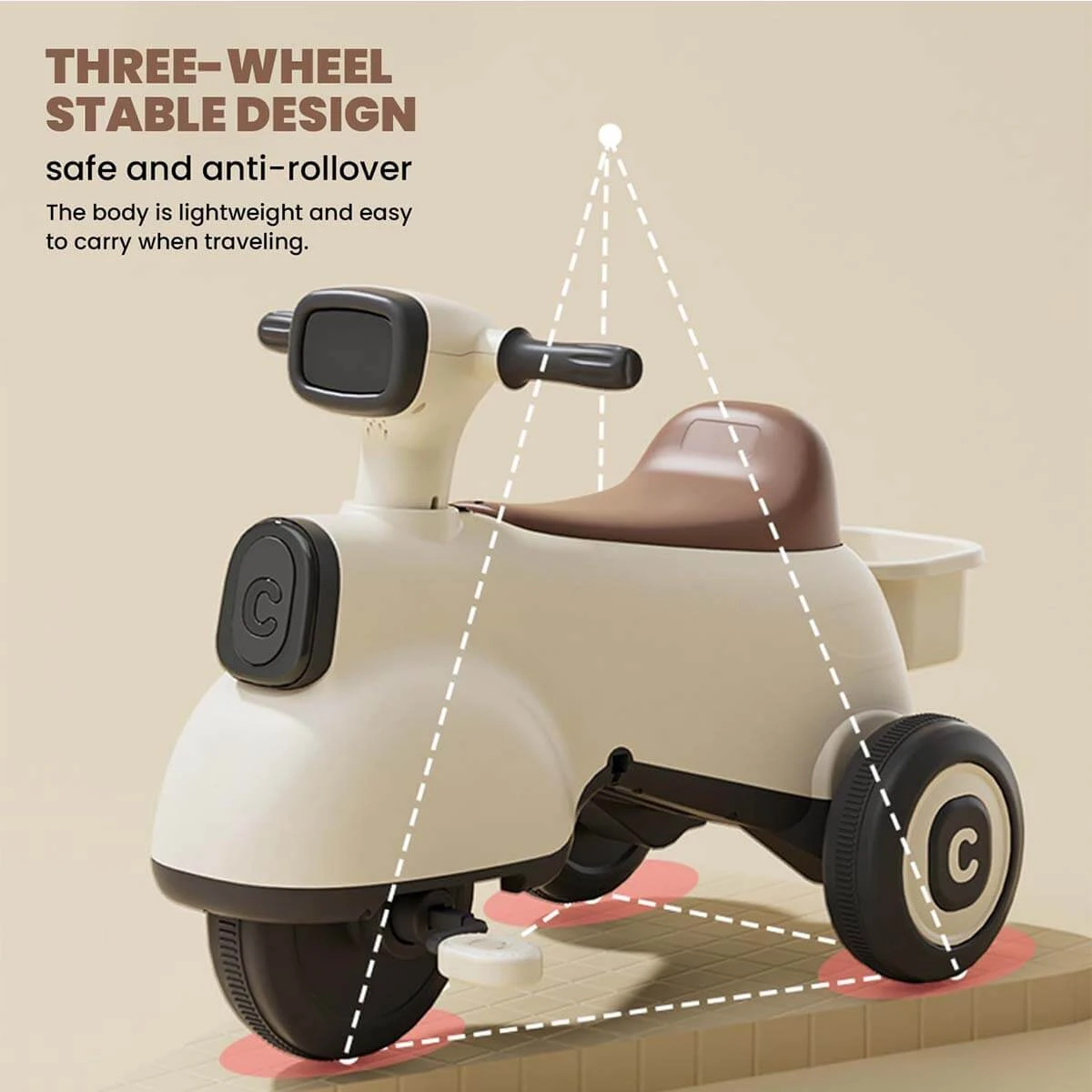 6V Kids Ride On Motorcycle 3-in-1 Electric Motorcycle With Push Handle Battery Powered Ride On Car 6 6V Kids Ride On Motorcycle 3-in-1 Electric Motorcycle With Push Handle Battery Powered Ride On Car - Image 6