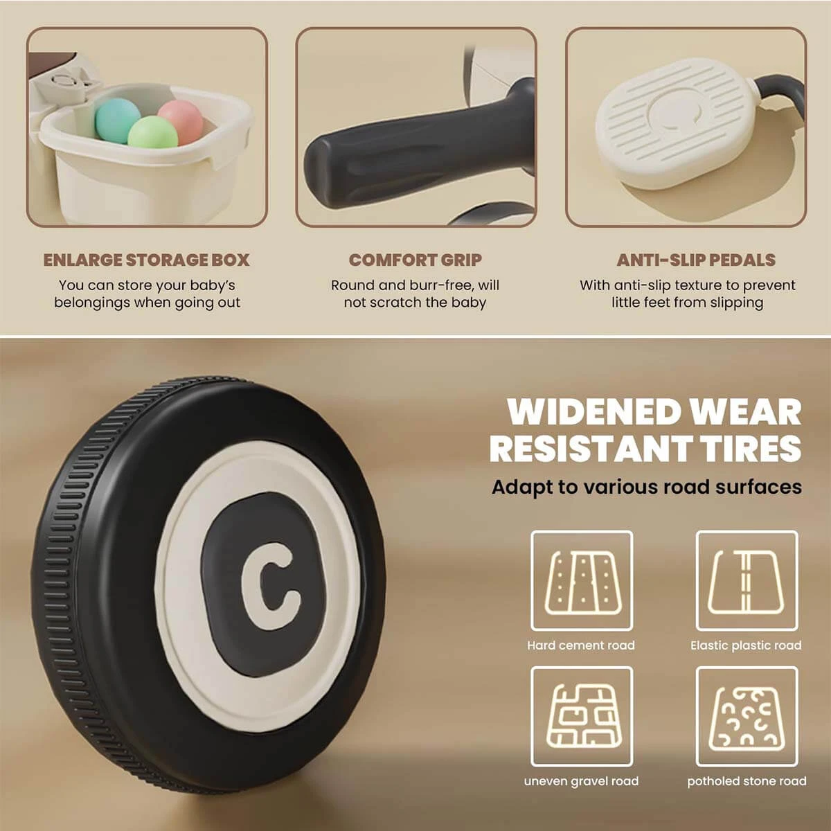 6V Kids Ride On Motorcycle 3-in-1 Electric Motorcycle With Push Handle Battery Powered Ride On Car 7 6V Kids Ride On Motorcycle 3-in-1 Electric Motorcycle With Push Handle Battery Powered Ride On Car - Image 7