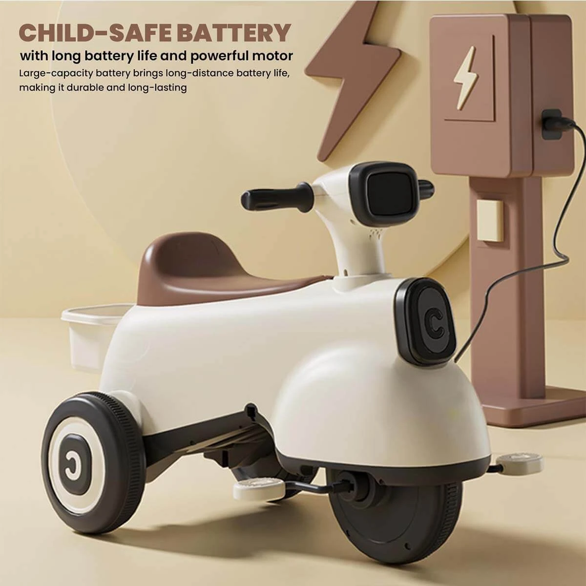 6V Kids Ride On Motorcycle 3-in-1 Electric Motorcycle With Push Handle Battery Powered Ride On Car 5 6V Kids Ride On Motorcycle 3-in-1 Electric Motorcycle With Push Handle Battery Powered Ride On Car - Image 5