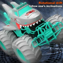 Kids Shark RC Amphibious Car Off-road Vehicle 4WD Climbing Monster Car Waterproof 14 Kids Shark RC Amphibious Car Off-road Vehicle 4WD Climbing Monster Car Waterproof -Children Toys Sale Kids Shark RC Amphibious Car 3