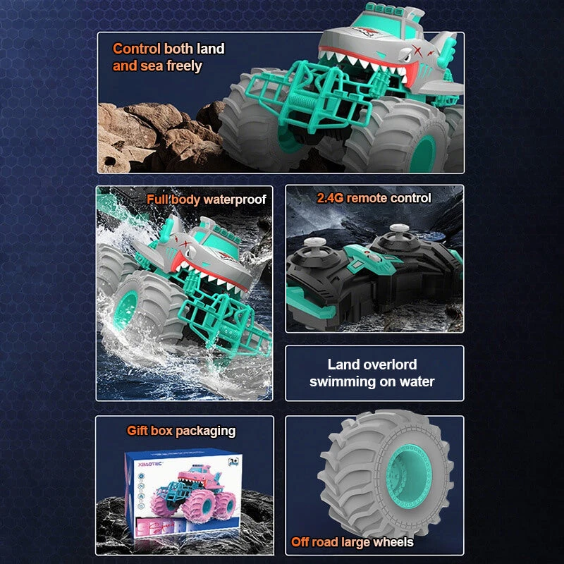Kids Shark RC Amphibious Car Off-road Vehicle 4WD Climbing Monster Car Waterproof 8 Kids Shark RC Amphibious Car Off-road Vehicle 4WD Climbing Monster Car Waterproof - Image 8