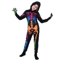 Kids Skeleton Scary Costume Glow In The Dark White Bones Stretch Body Suit With Hoodie 10 Kids Skeleton Scary Costume Glow In The Dark White Bones Stretch Body Suit With Hoodie -Children Toys Sale Kids Skeleton Scary Costume 5