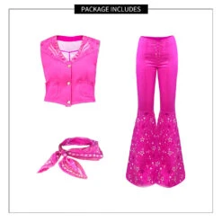 Kids Hot Pink Cowgirl Outfits Barbara Costume Vest And Flare Pants Suit -Children Toys Sale Kids barbie costume 11