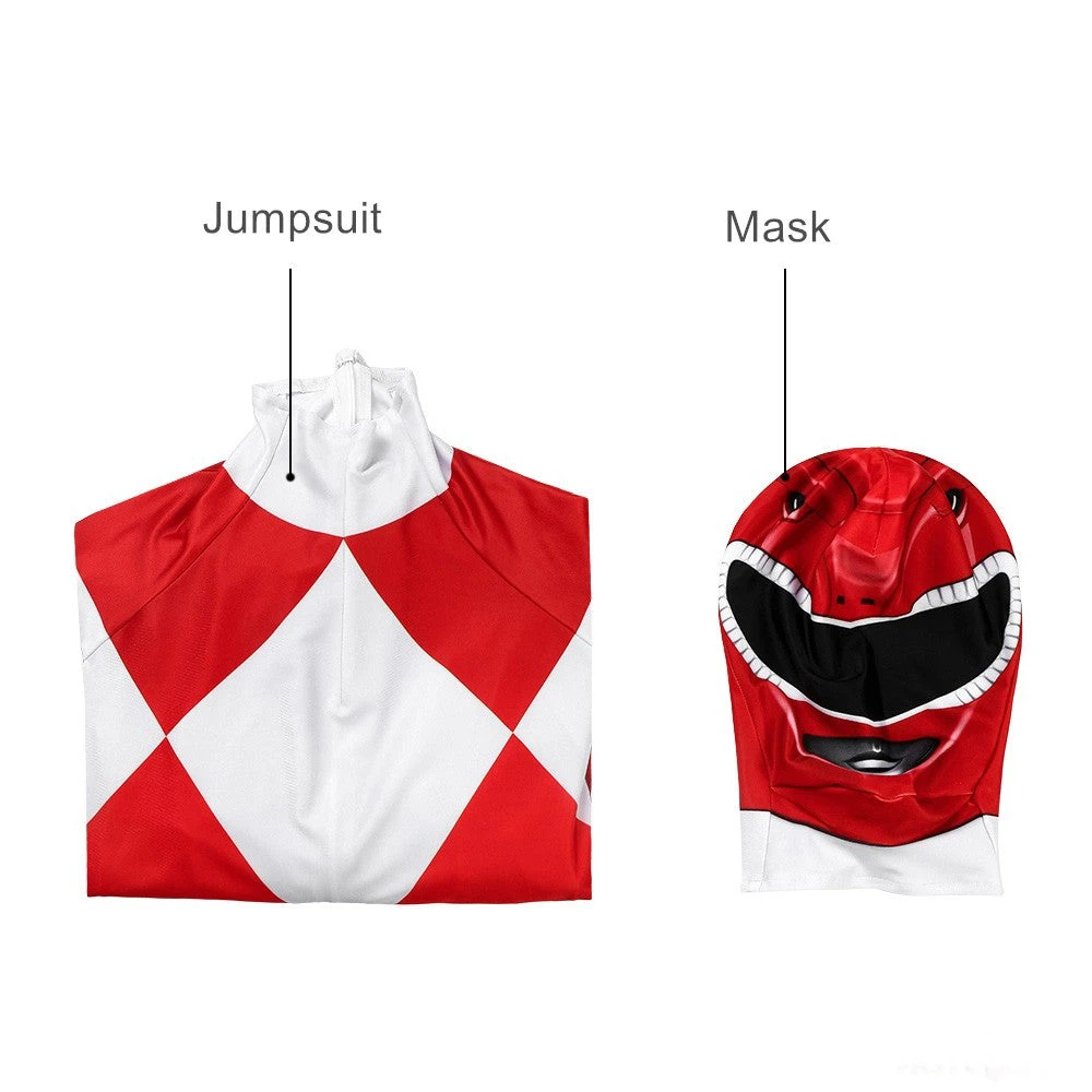 Kids Dragon Rangers Cosplay Costume Red Ranger Outfit MMPR Superhero Jumpsuit With Helmet 7 Kids Dragon Rangers Cosplay Costume Red Ranger Outfit MMPR Superhero Jumpsuit With Helmet - Image 7