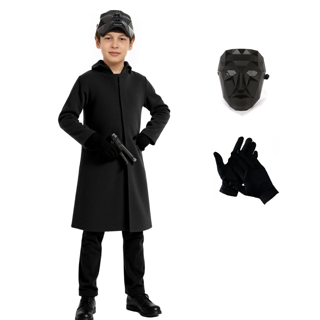 The Black Front Man Costume Kids And Adult Boss Cosplay Outfit With Hood And Gloves 5 The Black Front Man Costume Kids And Adult Boss Cosplay Outfit With Hood And Gloves - Image 5