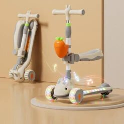 3-in-1 Toddler Scooter Cute Push Scooter With Parent Handle Kids Foldable Scooter For 1-8 Years Old