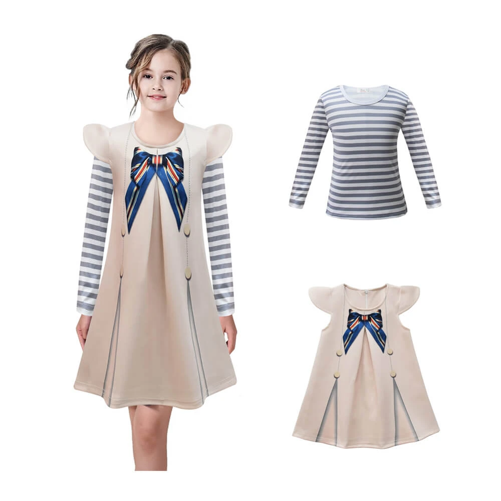 Girls AI Doll Costume Long Sleeve Shirt And Dress 2pcs Suit Halloween Outfit Wig For Cosplay 5 Girls AI Doll Costume Long Sleeve Shirt And Dress 2pcs Suit Halloween Outfit Wig For Cosplay - Image 5