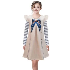 Girls AI Doll Costume Long Sleeve Shirt And Dress 2pcs Suit Halloween Outfit Wig For Cosplay