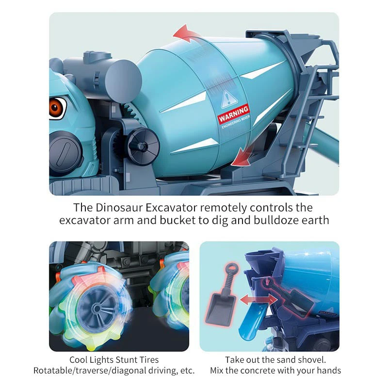 2.4G Dino Remote Control Car 9CH RC Engineering Vehicle Excavator Crane Dump Truck Mixer Truck Toy 9 2.4G Dino Remote Control Car 9CH RC Engineering Vehicle Excavator Crane Dump Truck Mixer Truck Toy - Image 9