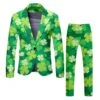 Mens Leprechaun Costume Saint Patricks Day Outift Tops And Pants 2pcs Suit For Carnival