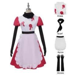 Niffty Costume White And Red Dress With Accessories Hazbin Hotel Cosplay Outfit -Children Toys Sale Niffty White Red Dress Hazbin Hotel Costume 4