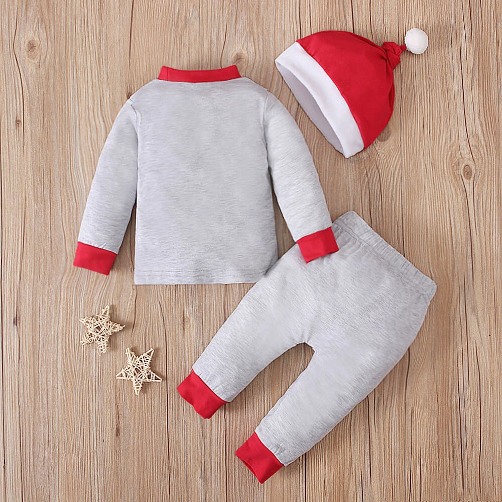 3pcs Toddler Christmas Costume Newborn Baby Santa Outfits Pullover Trousers Hat Full Set 1 3pcs Toddler Christmas Costume Newborn Baby Santa Outfits Pullover Trousers Hat Full Set