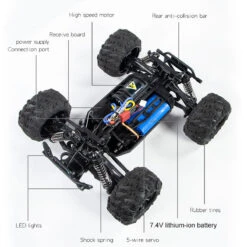 2023 New 1/16 RC Car Off Road High Speed Brushed Remote Control Car With LED Heading 20 2023 New 1/16 RC Car Off Road High Speed Brushed Remote Control Car With LED Heading -Children Toys Sale Off Road RC Car High Speed Truck 6