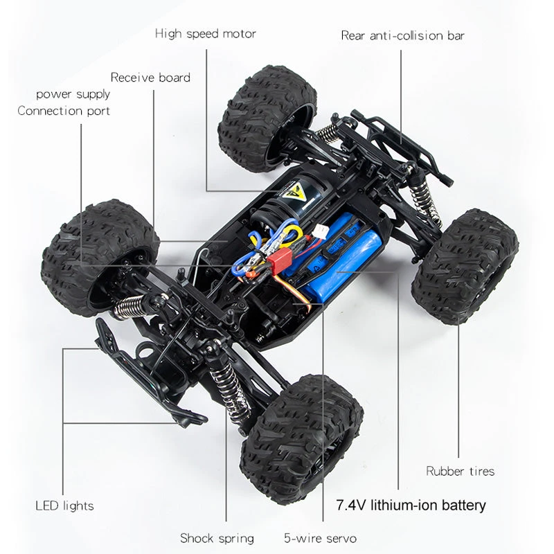 2023 New 1/16 RC Car Off Road High Speed Brushed Remote Control Car With LED Heading 8 2023 New 1/16 RC Car Off Road High Speed Brushed Remote Control Car With LED Heading - Image 8
