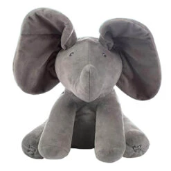 Baby Animated Singing Elephant Flappy Plush Toy Elephant With Flapping Ears -Children Toys Sale PeekABooElephantGrey