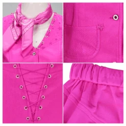 Kids Hot Pink Cowgirl Outfits Barbara Costume Vest And Flare Pants Suit -Children Toys Sale Pink Barbie Costume Details